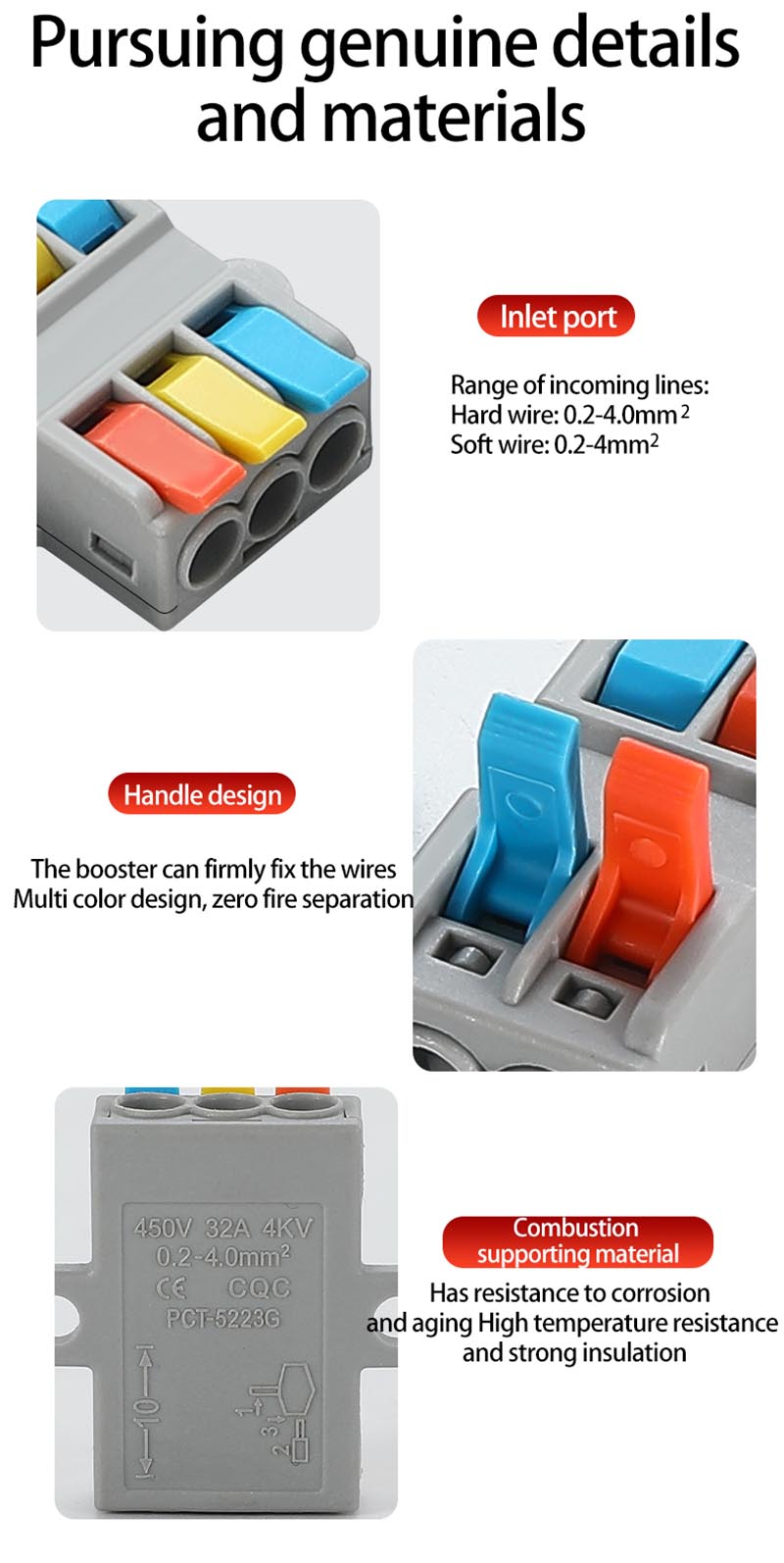 Fast Wire Cable Connectors 3 in 3 out PCT-5233D