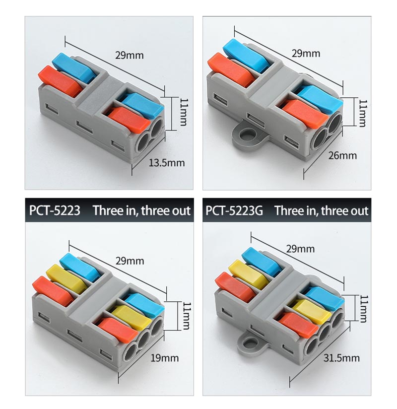 Fast Wire Cable Connectors 3 in 3 out PCT-5233D