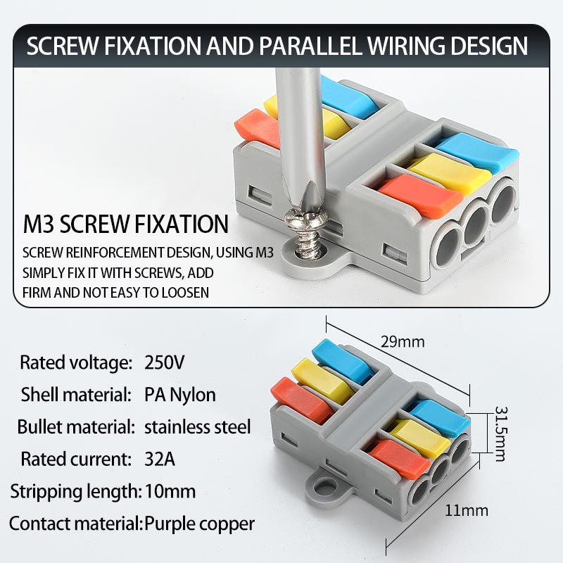 Fast Wire Cable Connectors 3 in 3 out PCT-5233D