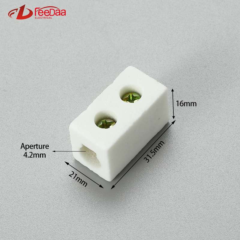 1 in 1 out 15A Excellent Insulating High Temperature Resistance Electrical Porcelain Connector Ceramic Terminal Blocks for High-voltage Cabinet