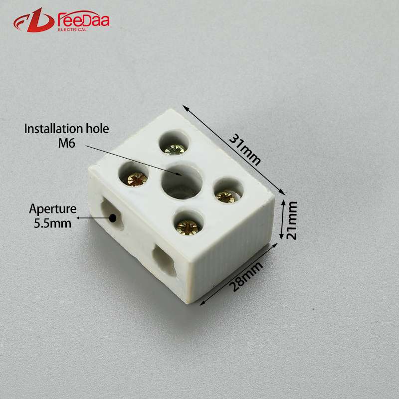 2 in 2 out 30A gray Excellent Insulating High Temperature Resistance Electrical Porcelain Connector Ceramic Terminal Blocks for High-voltage Cabinet