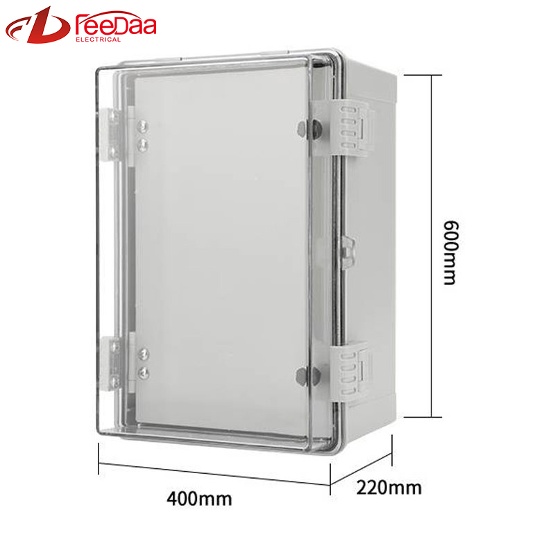 600*400*220mm Transparent + middle door IP66 Distribution Terminal Box Customized ABS Plastic PC Wall Mounted Industrial Plug Socket Waterproof Outdoor Protection