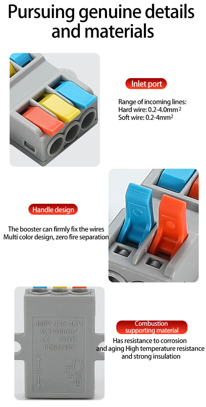 Fast Wire Cable Connectors 3 in 3 out PCT-5233