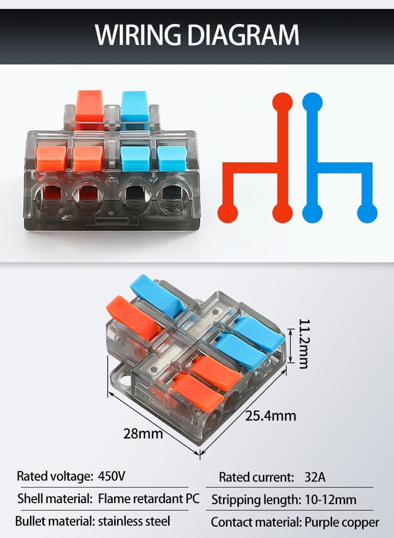 Fast Wire Cable Connectors 2 in 6 out PCT-5226 Fast Wire Cable Connectors 2 in 6 out PCT-5226
