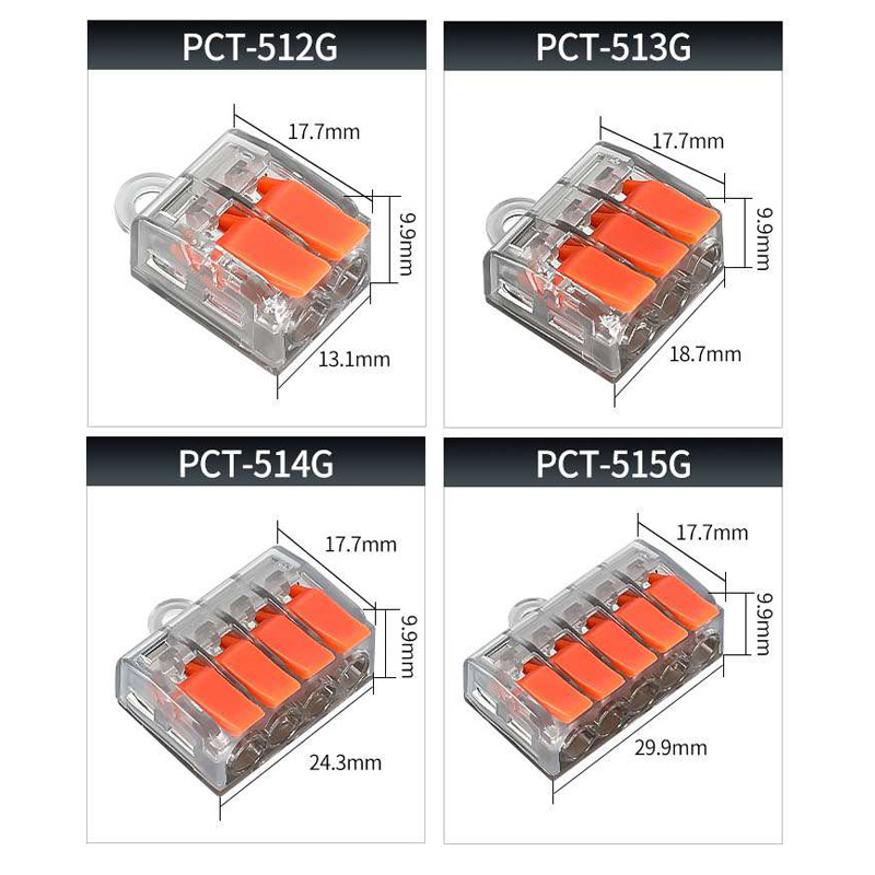 Patented PCT-515 Compact Quick Electric Universal LED Light Connector Red Copper Contacts Power Connectors