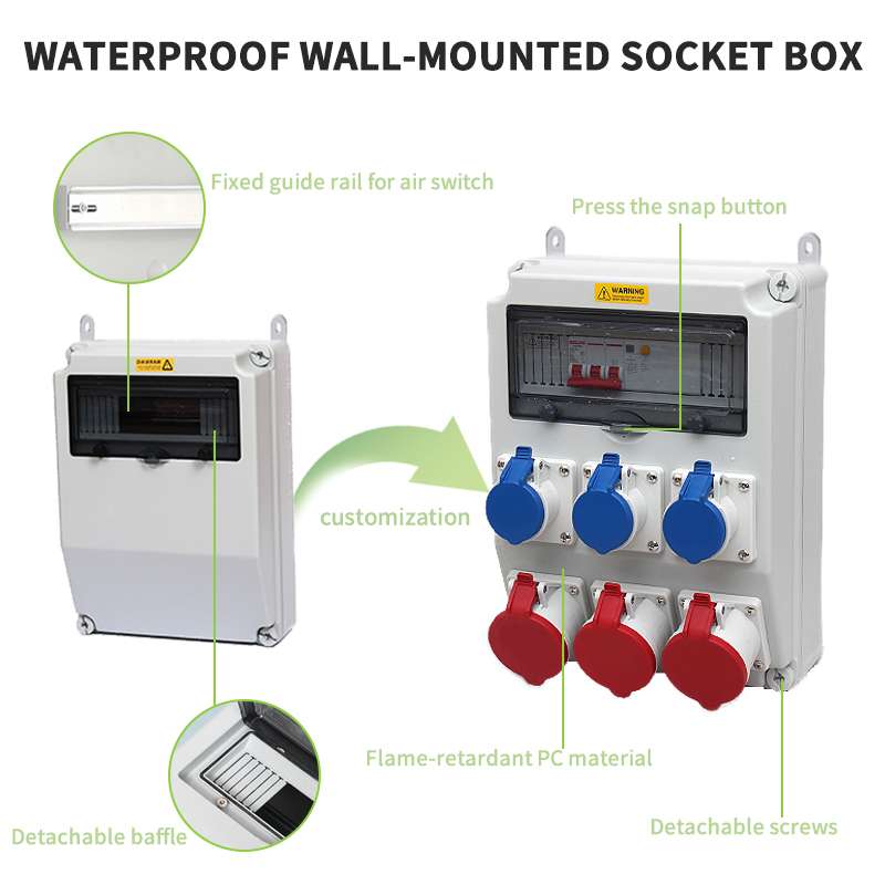26-position plastic industrial portable socket box 530*330*175mm