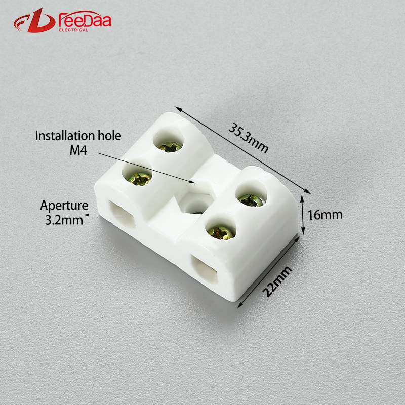 2 in 2 out Bridge Type 15A Excellent Insulating High Temperature Resistance Electrical Porcelain Connector Ceramic Terminal Blocks for High-voltage Cabinet