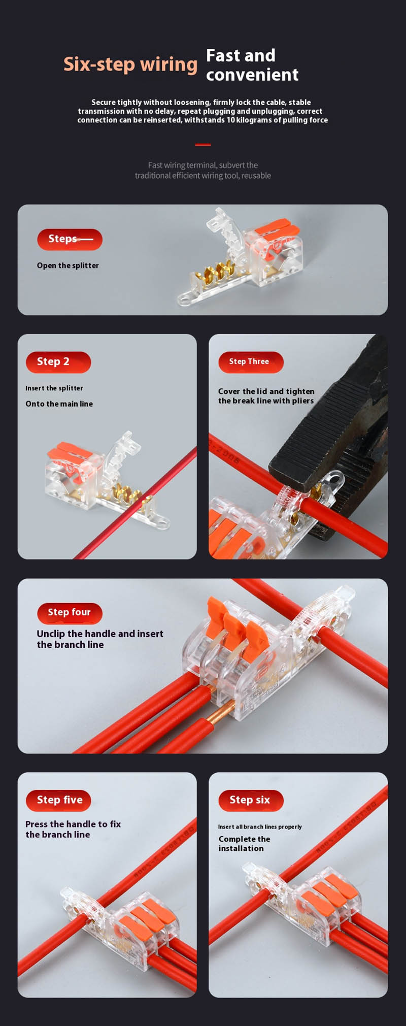 T-Shaped Fast Branching Main Line Without Broken Wire Integrated Pure Copper Conductor 1 In 3 Out
