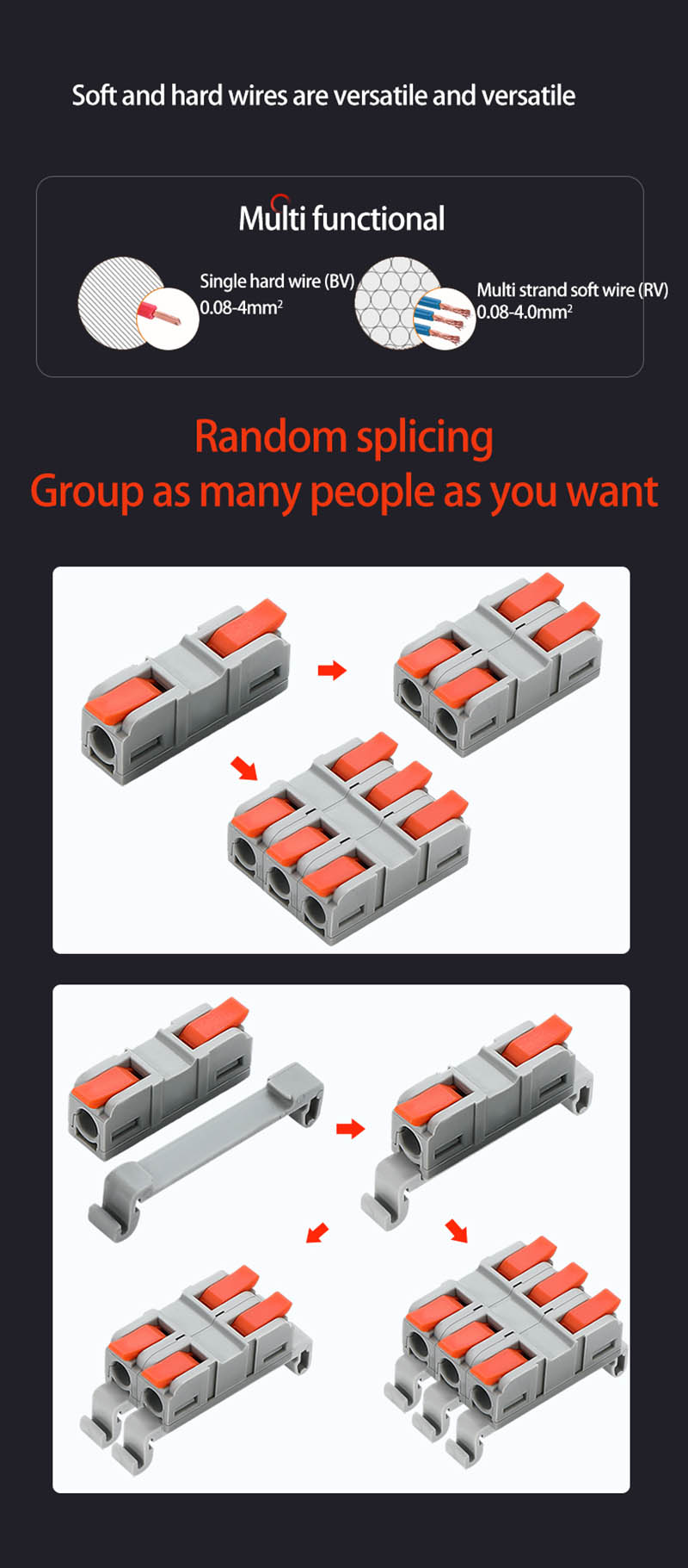 Fast Wire Cable Connectors 1 in 1 out PCT-5211