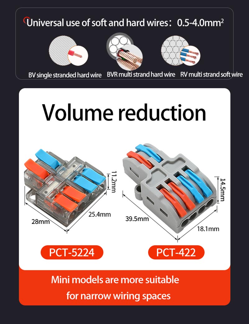 Fast Wire Cable Connectors 2 in 4 out PCT-5224 Fast Wire Cable Connectors 2 in 4 out PCT-5224