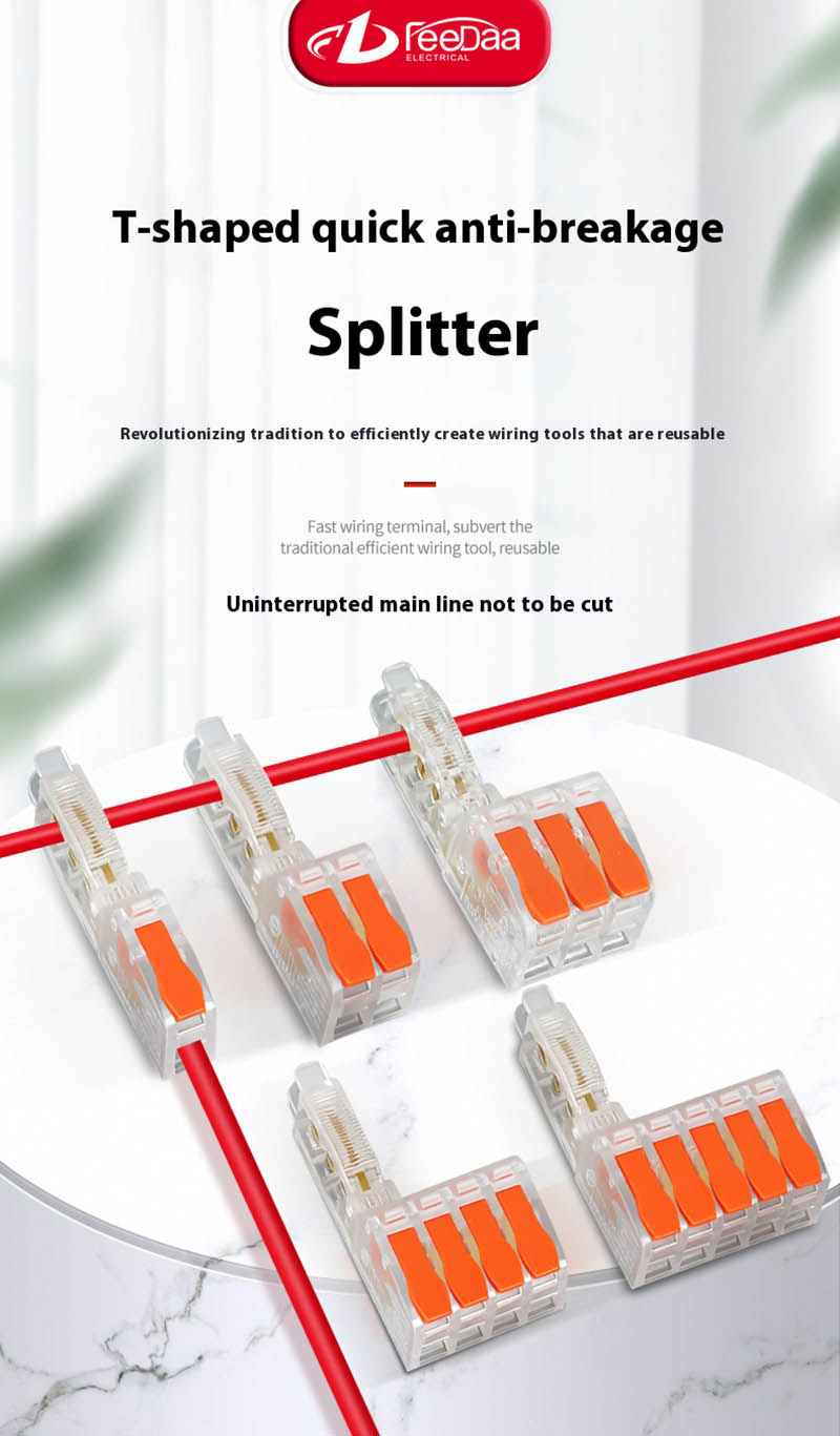 T-Shaped Fast Branching Main Line Without Broken Wire Integrated Pure Copper Conductor 1 In 4 Out