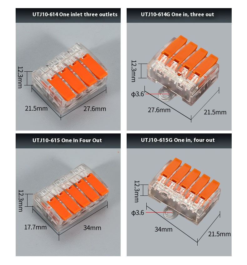 Fast Wire Cable Connectors | 1 in 1 out UTJ10-612G