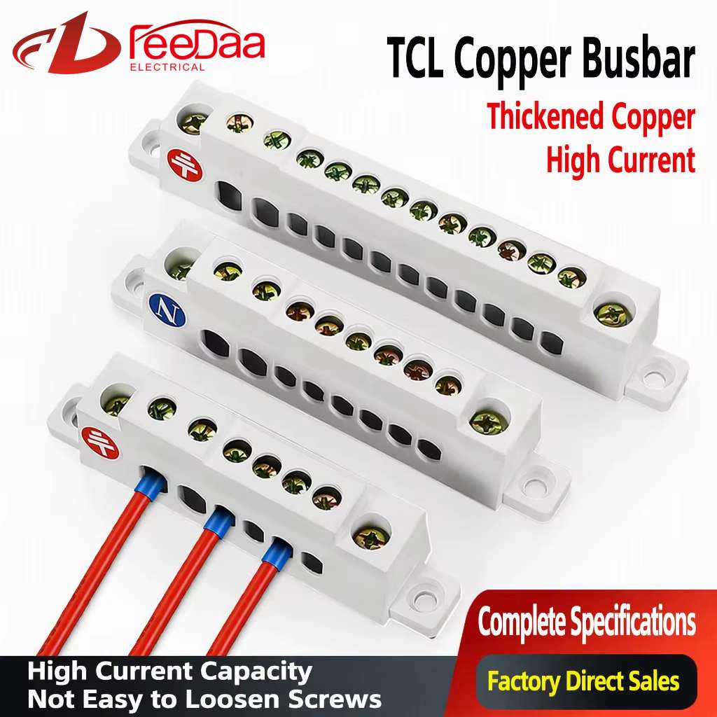 TCL Type Insulated Copper Busbar, Neutral Earth Bar, Thickened Copper Terminal Block for Distribution Box, High Current Wiring Bar