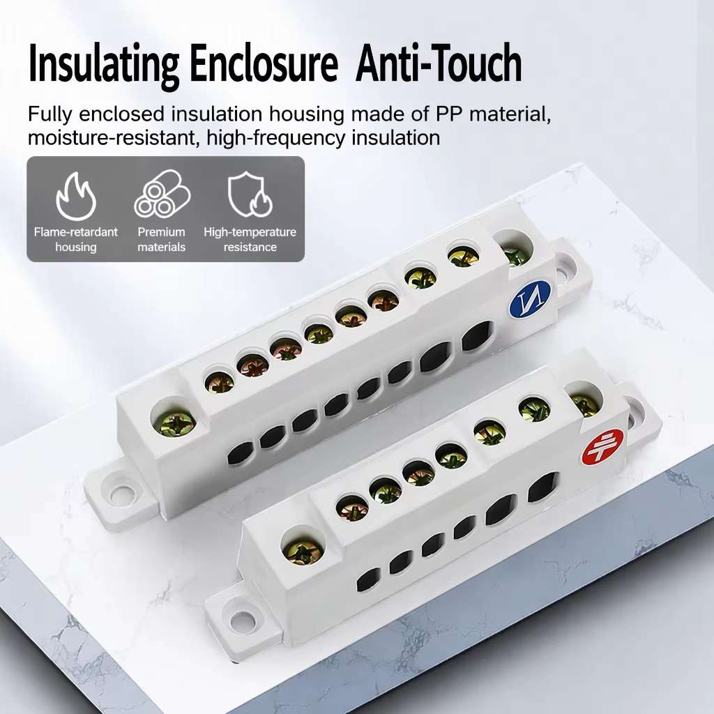 TCL Type Insulated Copper Busbar, Neutral Earth Bar, Thickened Copper Terminal Block for Distribution Box, High Current Wiring Bar