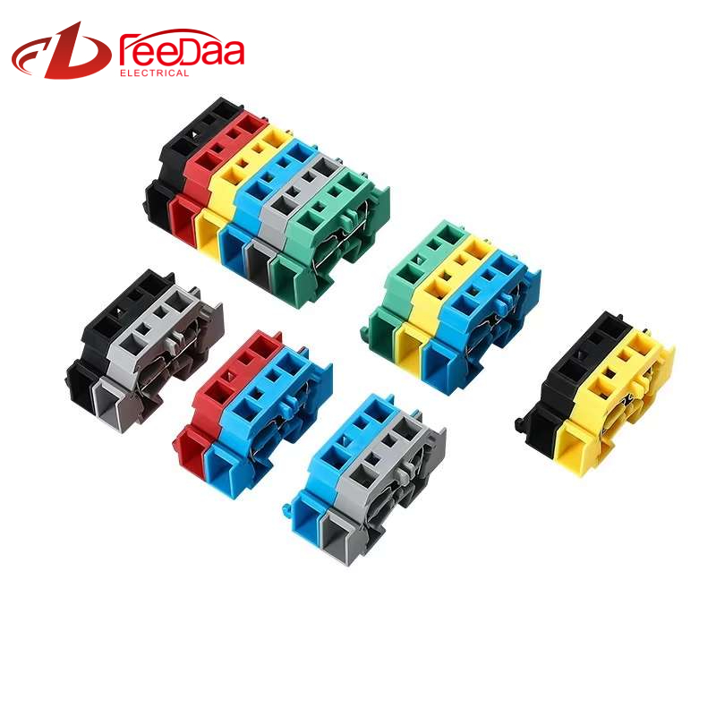 Blue UTJ17-262 Spring Type Terminal Block DIN Rail Electrical Wire Connector 0.08-4mm²